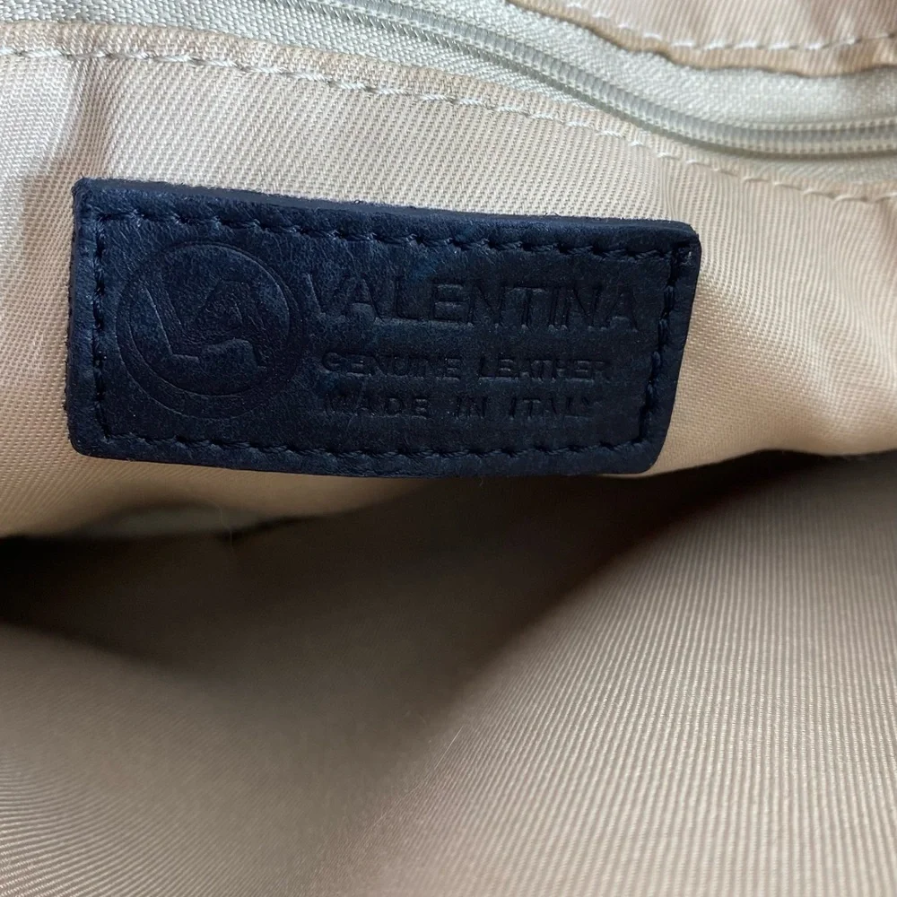 Valentina Italiana Elegant Pebbled Tan and Black Leather Backpack